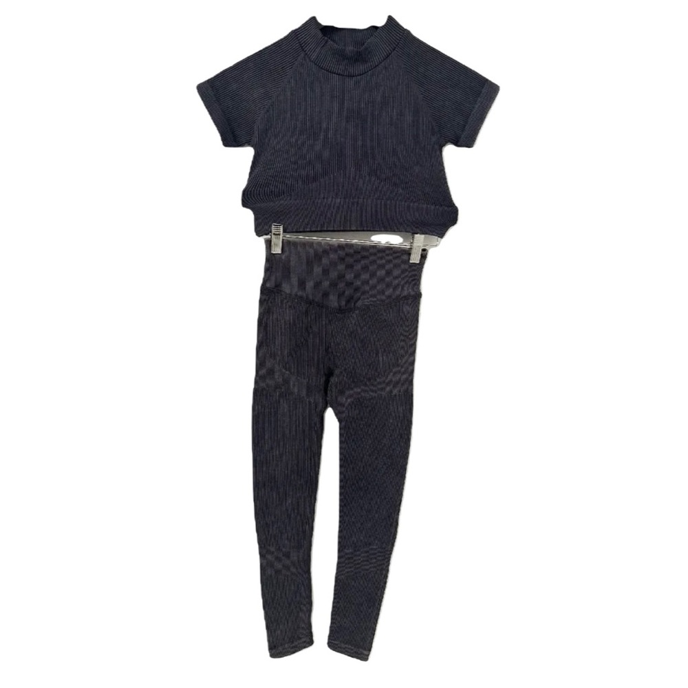 Grey Crop Top & Leggings Activewear Set